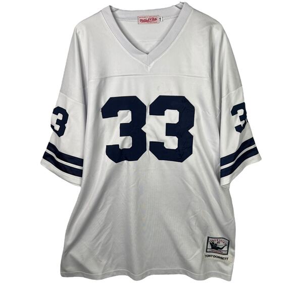 Mitchell & Ness Tony Dorsett 33 Throwback Jersey Dallas Cowboys FLAW White 58 4X - Picture 2 of 7